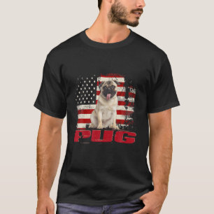 T-shirt Amoureux des chiens du Carlin du drapeau vintage a