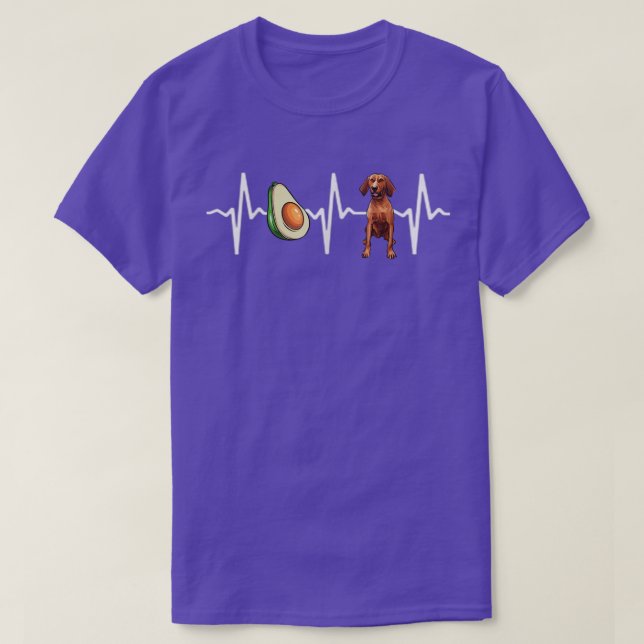 T-shirt Amoureux des chiens Heartbeat de l'Avocado Redbone (Design devant)