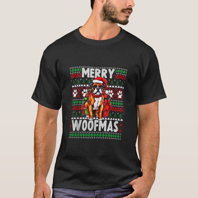 T-shirt Amoureux des chiens Noël drôle laide de Noël B (Devant)
