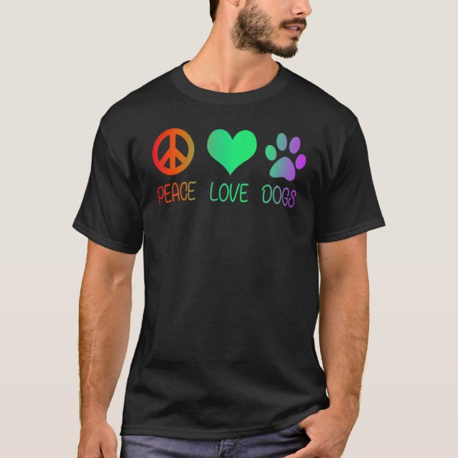 T-shirt Amoureux des chiens Peace Love Chiens Tie Dye Seco (Devant)