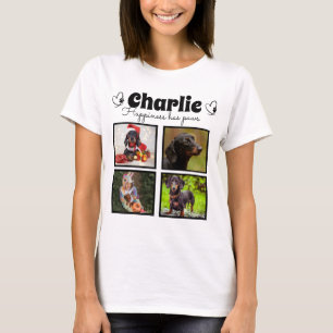 T-shirt Amoureux des chiens personnalisé 4 photo collage