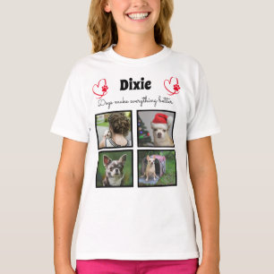 T-shirt Amoureux des chiens personnalisé 4 photo collage p
