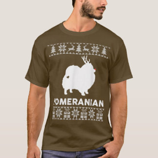 T-shirt Amoureux des chiens Poméranien Xmas Reindeer Noël 