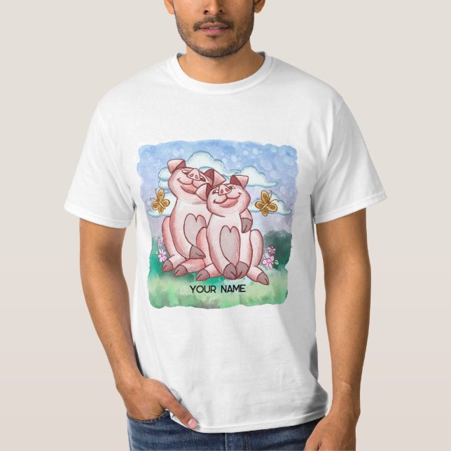 T-shirt Amoureux des cochons   (Devant)