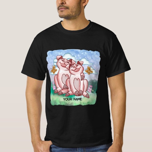T-shirt Amoureux des cochons   (Devant)