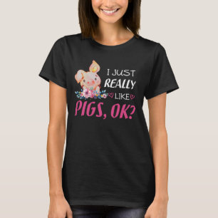 T-shirt Amoureux des cochons mignons - J'aime vraiment bea