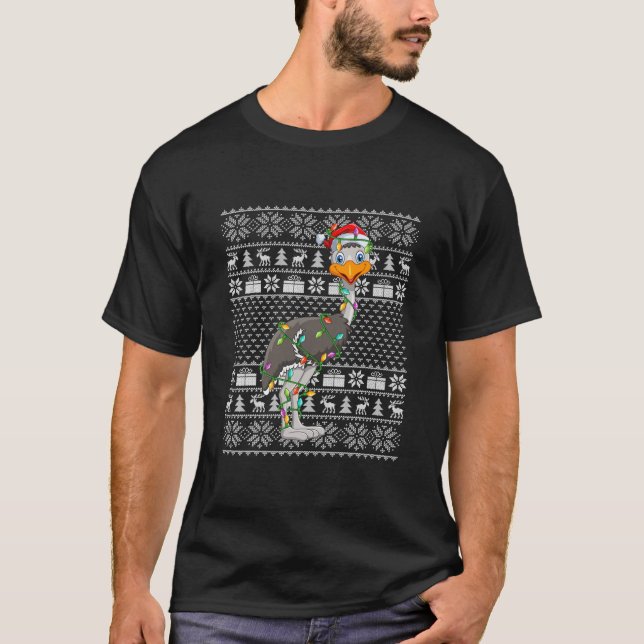 T-shirt Amoureux des oiseaux Emu Santa Hat Ugly Emu Noël (Devant)