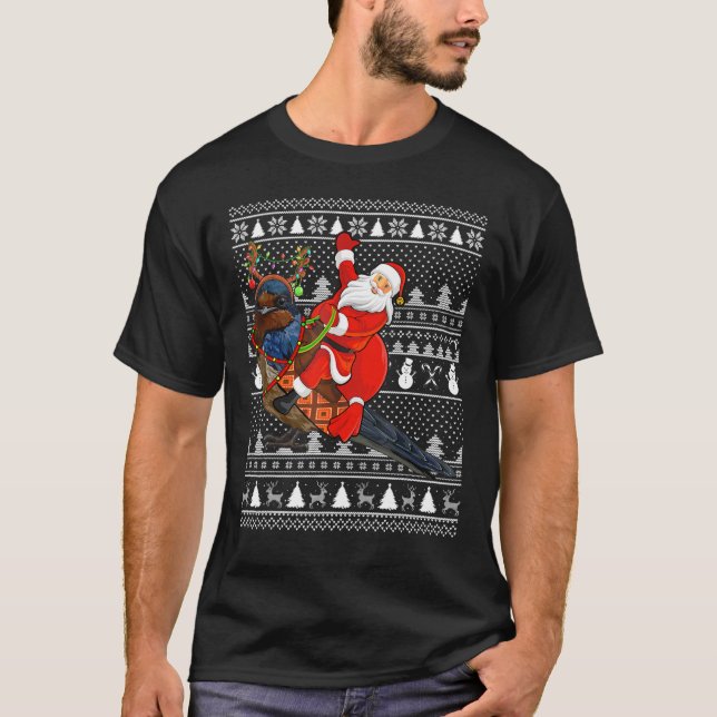 T-shirt Amoureux des oiseaux hirondelles Père Noël équitat (Devant)