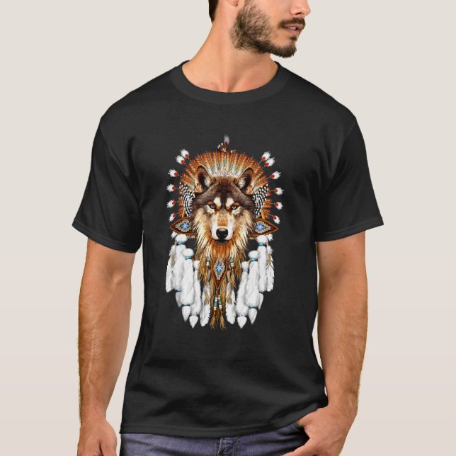 T-shirt Amoureux du loup de loup amérindien (Devant)