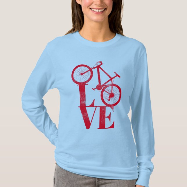 T-shirt Amoureux du vélo. Love Bike Longs Sleft (Devant)