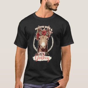T-shirt Amoureux d'un âne floral animal ferme de campagne