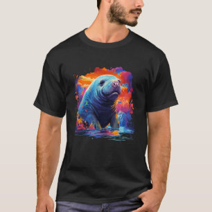 T-shirt Amoureux Mignon des Lamantins Dugong Coloré Océano