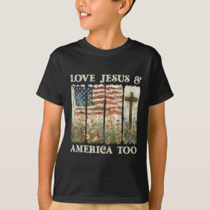 T-shirt Amours Et Jésus Amérique Aussi 4 juillet Fleur sau