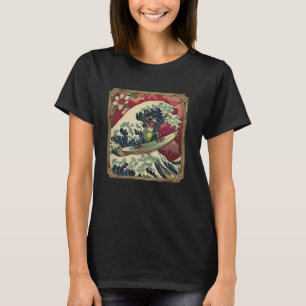 T-shirt Amphibien Surfer Fleur Japonaise Vague Art Surf