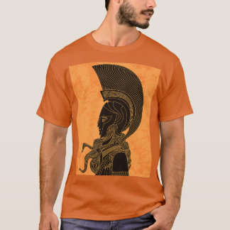 T-shirt amphores grecque orange et noire dessin d'athène