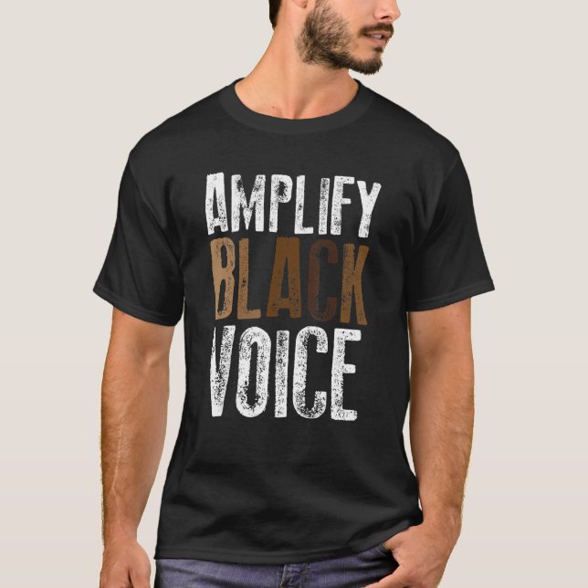 T-shirt Amplifier les voix noires Empowerment noir Mois de (Devant)