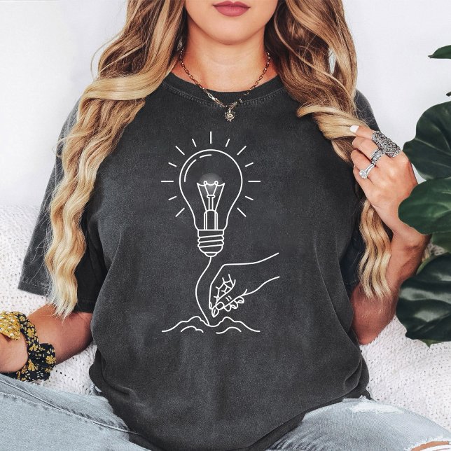 T-shirt Ampoule Germe Idée Croissance Main (Créateur téléchargé)