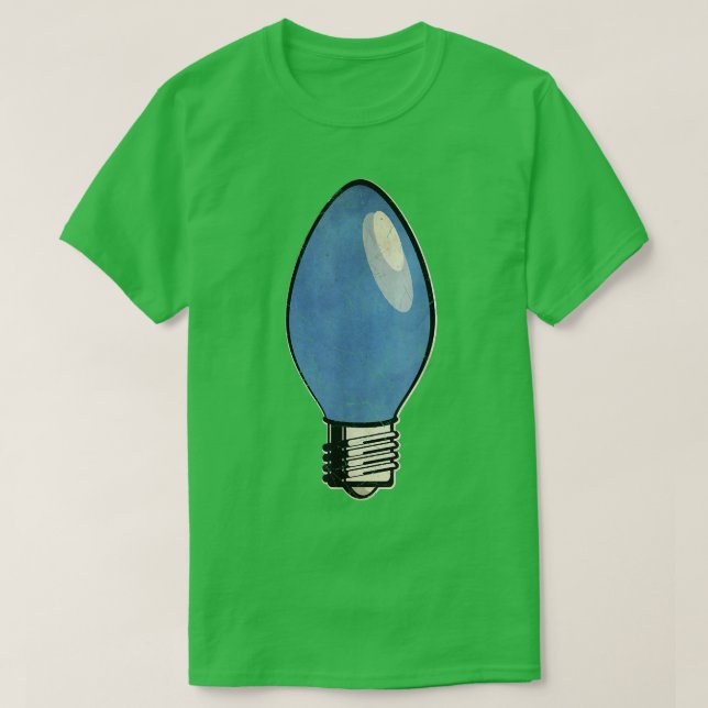 T-shirt Ampoule vintage bleu de Noël (Design devant)