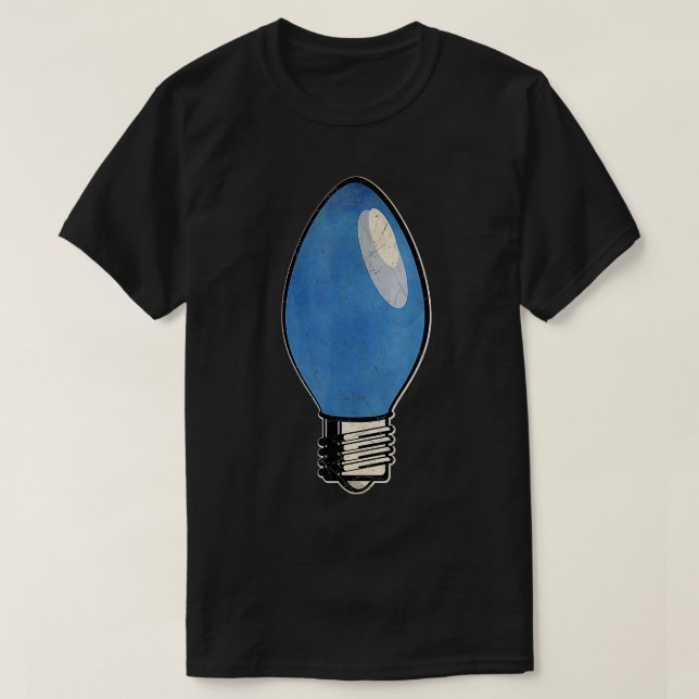 T-shirt Ampoule vintage bleu de Noël (Design devant)