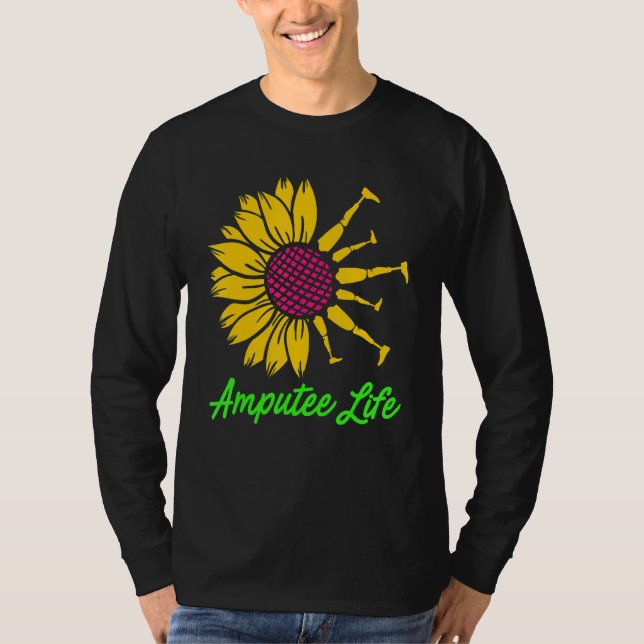 T-shirt Amputé Humour Fleur Vie Jambe Bras Drôle Récupérat (Devant)