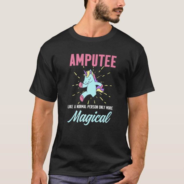 T-shirt Amputé Humour Unicorn Leg Arm amusant récupération (Devant)