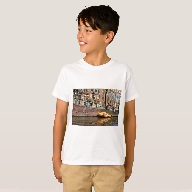 T-shirt Amsterdam, Canal, Chaussure en bois (Devant entier)