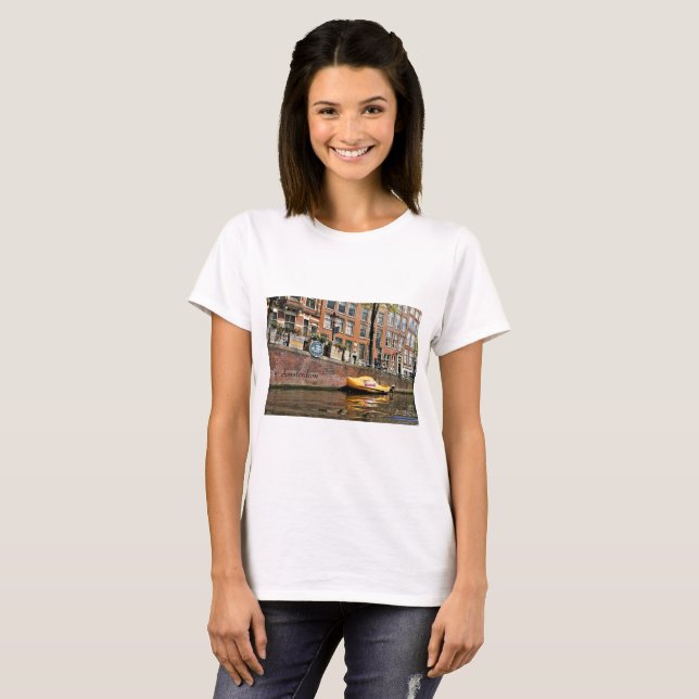 T-shirt Amsterdam, Canal, Chaussure en bois (Devant entier)