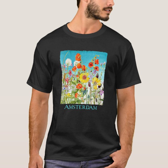 T-shirt Amsterdam Jardin Fleurs Florales Filles Jardin (Devant)