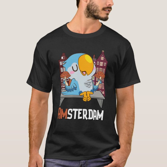 T-shirt Amsterdam Parakeet Mushroom Holland The Netherland (Devant)