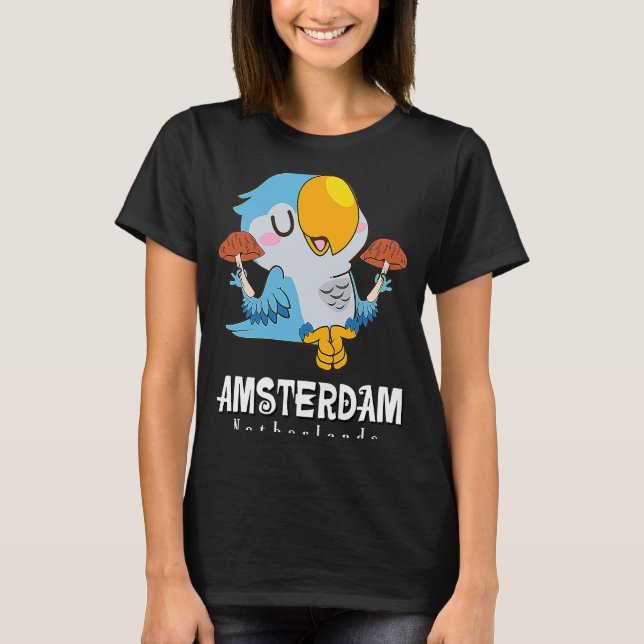 T-shirt Amsterdam Parakeet Mushroom Pays-Bas (Devant)