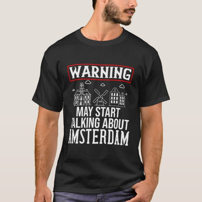 T-shirt Amsterdam Pays-Bas City Skyline Map Voyage (Devant)