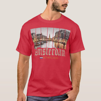 T-shirt Amsterdam Pays-Bas la nuit Holland vintage sou