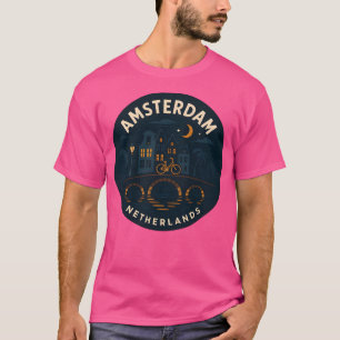 T-shirt Amsterdam Pays-Bas Moody Canal Night Traversée