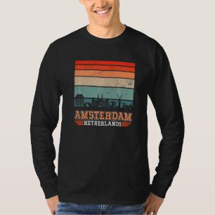 T-shirt Amsterdam Pays-Bas Retro Vintage Sunset Skyline