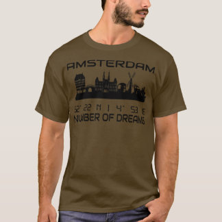 T-shirt Amsterdam Skyline Coordonnées GPS City Dream City