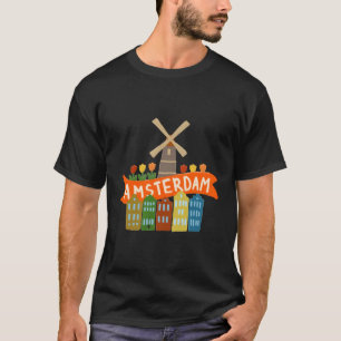 T-shirt Amsterdam Windmill Tulips Maisons Holland Netherla
