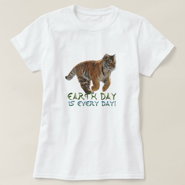T-shirt Amur Tiger Cub Planet Jour des terres Art Faune Ch (Design devant)