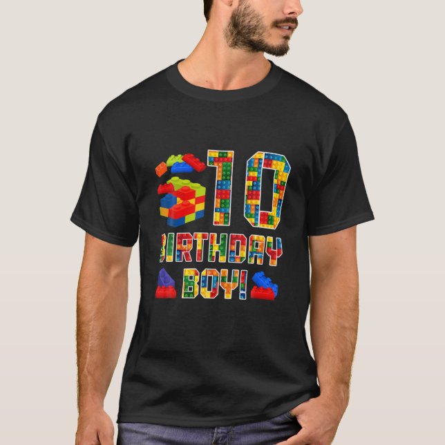 T-shirt Amusant 10E Anniversaire Costume 10 Ans Bloc Bui (Devant)