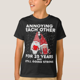 T-shirt Amusant 25 Ans Gnomes de Noël Mariage Couple Un