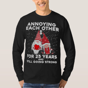 T-shirt Amusant 25 Ans Gnomes de Noël Mariage Couple Un