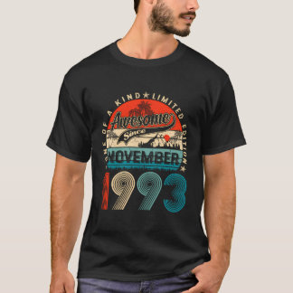 T-shirt Amusant 30 Ans Novembre 1993 Vintage 30E Birt