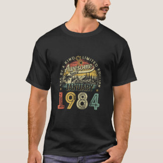 T-shirt Amusant 40 Ans Janvier 1984 Retro 40e Anniversaire