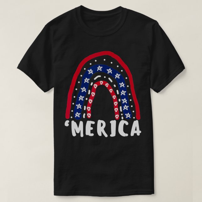 T-shirt Amusant 4 juillet Patriotique 'Merica Drapeau Rain (Design devant)