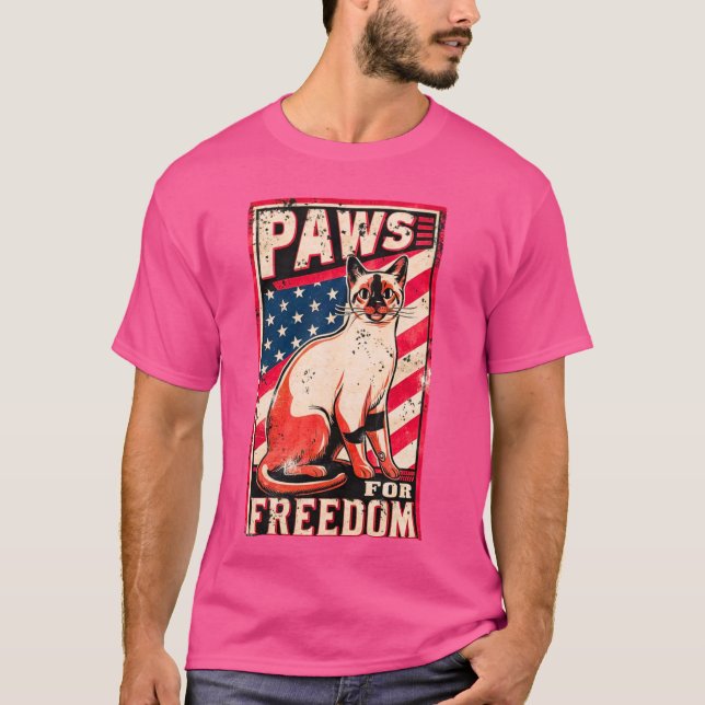 T-shirt Amusant 4 juillet Siamese Amoureux des chats Ameri (Devant)