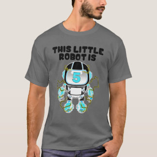 T-shirt Amusant 5E Anniversaire Cadeau Cute 5 Ans Robot Lo