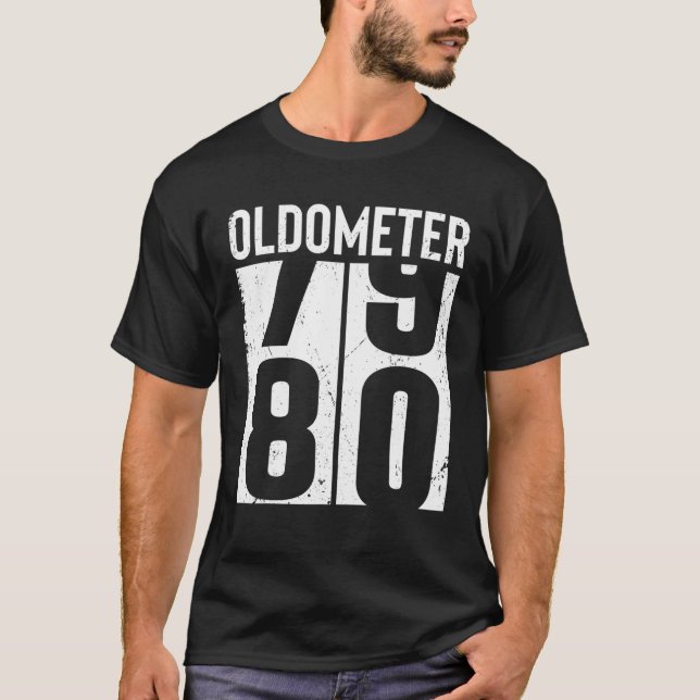 T-shirt Amusant 80 Ans 80e Anniversaire Odometer Oldomete (Devant)