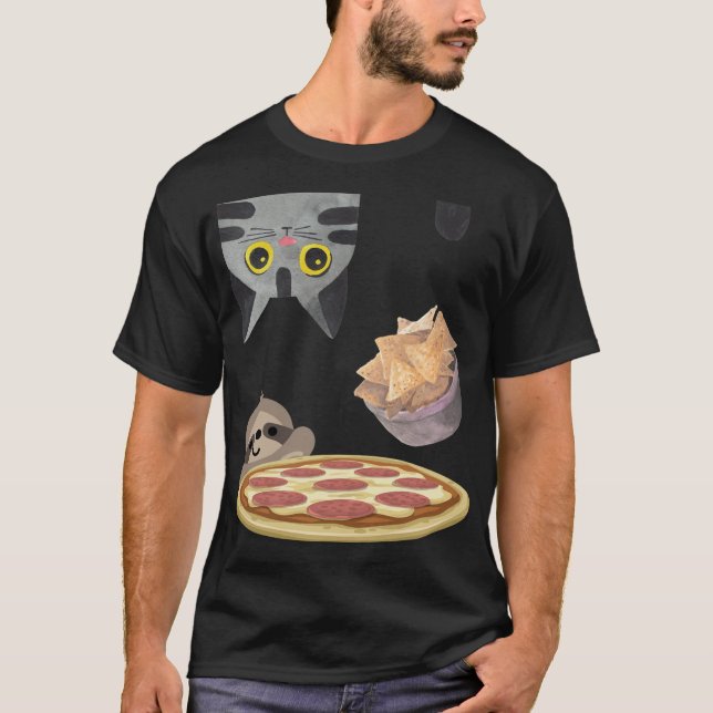 T-shirt Amusant À L'Hauteur Du Chat Faim Falling Chips Sna (Devant)
