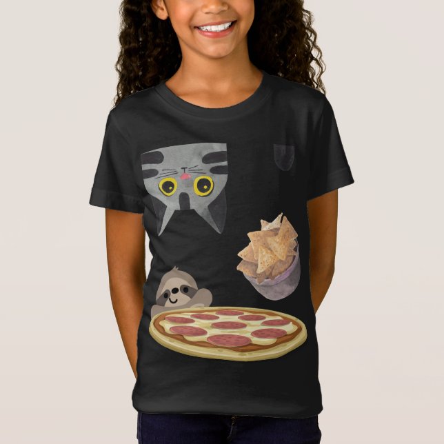 T-Shirt Amusant À L'Hauteur Du Chat Faim Falling Chips Sna (Devant)