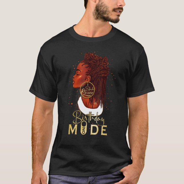 T-shirt Amusant Afro Locs Girl Birthday Mode On Pour Black (Devant)