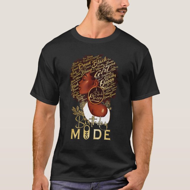 T-shirt Amusant Afro Queen Anniversaire Mode Activé Pour L (Devant)